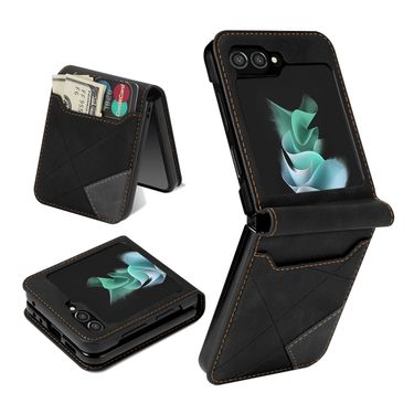 Compatible With Samsung Foldable Z Flip7 6 5 4 3 Solid Color Flip Card Slot Stand Fashion Phone Case_voghion.com