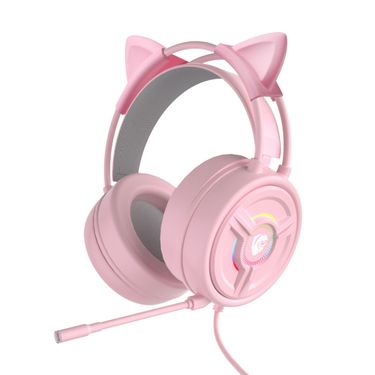 Panson Cat Ears Pink Headset Wired Gaming Desktop Laptop Gaming Headset With Mai_voghion.com