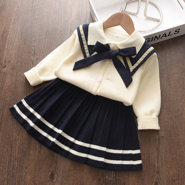 Girl's Autumn for Girls 2023 New Western Style JK Knitted Cardigan Sweater Skirt Two Piece Set_voghion.com