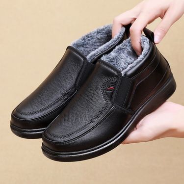 Winter Old Beijing Cloth For Men, Shoes With Fleece, Thickened Warm, Dad Shoes, Waterproof Non-Slip, Flat Sole,_voghion.com