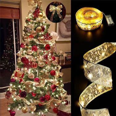 Decorative LED Ribbon String Lights For Christmas Tree - Flexible Copper Wire With Warm White/Colorful/White Light Options_voghion.com