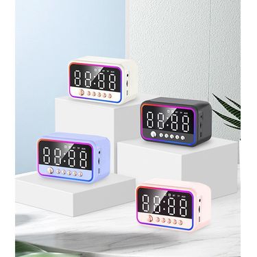 RGB Bluetooth Speaker With Mirror Clock & Dual Alarms - Portable Karaoke Speaker For Home & Travel_voghion.com