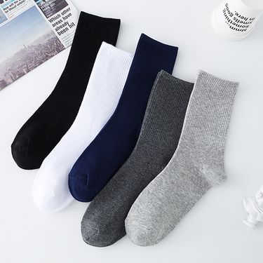 Men's Socks Solid Color Cotton Socks Breathable Professional Sports Socks Mid Calf Socks Sweat Absorbent Socks_voghion.com