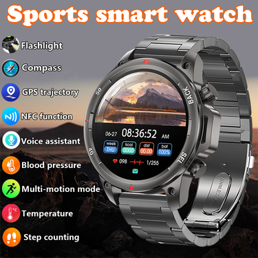 New Outdoor Sports GPS Men Smartwatch Compass LED Flashlight Watches NFC BT Call Waterproof Sport Smart Watch Father's Day Gift_mkmklike.com