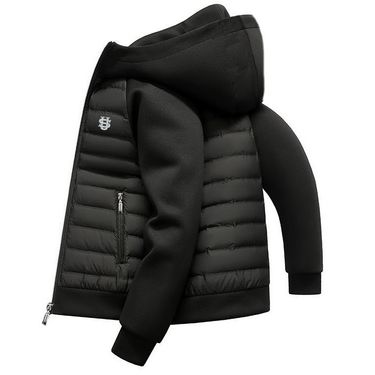 Men's Clothing American High Street Trend Thin Cotton Coat Men's Loose Casual Hooded Solid Color Stitching US Embroidery_voghion.com