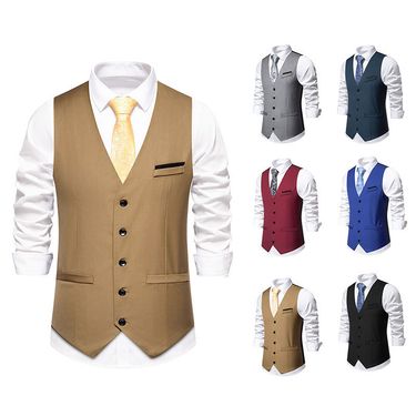 2024 Spring New European Size Men's Suit Wedding Party V-neck Single breasted Vest_mkmklike.com