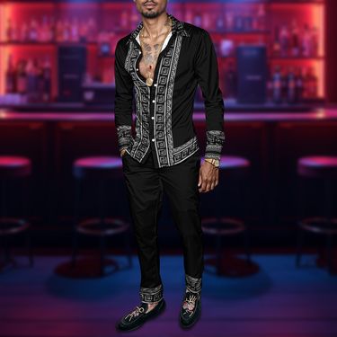 2025 Spring Summer Men Shirt Set Brand Print Fashion Printing Two Piece Set Mens Light Luxury Lightweight Party Long Sleeves_voghion.com