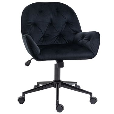 Bürodrehstuhl Höhenverstellbar, Samtartiges Polyester, Schwarz_voghion.com