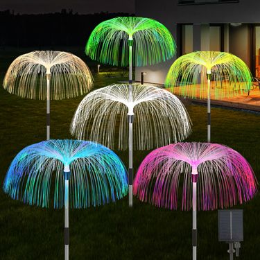 Solar Lights Outdoor Fiber Optic Lights Colorful Gradient Solar Lawn Light String Decoration Atmosphere Solar Garden Lights_voghion.com