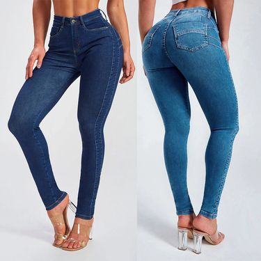 Women's High Waist Stretch Skinny Jeans - Comfortable Slim Fit Denim Pants For Casual & Street Style (Light Blue, Dark Blue)_voghion.com