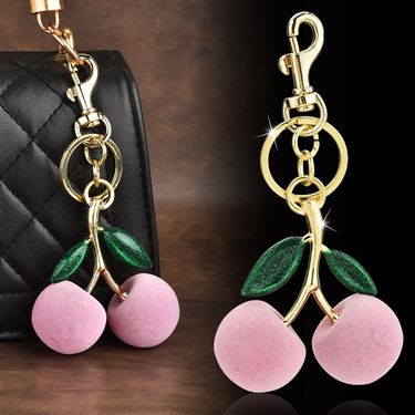 Cherry Shoulder Crystal Plush Cherry Keychain Pendant Women's Bag Accessories Batch_voghion.com