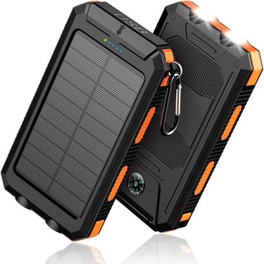 Solar Charger 20000mAh Power Bank Portable Solar Phone Charger, 2 USB/LED Flashlight with Compass for Outdoor Activities_voghion.com