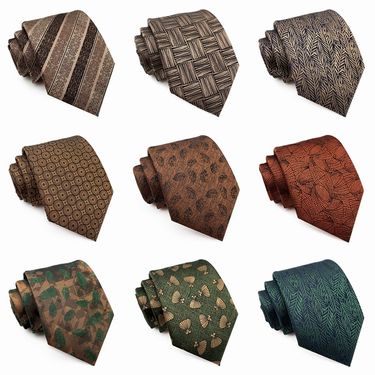 New autumn and winter neckties, men's formal attire, suit shirt, basic wear, matching accessories, coffee brown pattern,_voghion.com