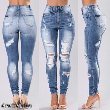Ripped Skinny Jeans Trendy Stretch Slim Fit Distressed Pants For Women_voghion.com