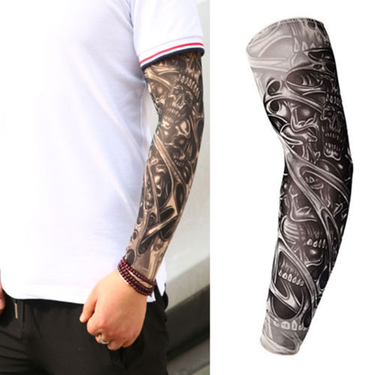 XinWq Unisex Stretchy UV Protection Cycling Outdoor Slip On Tattoo Arm Sleeve_voghion.com