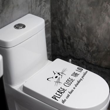 Please close the lid CH81157 cat toilet wall sticker_voghion.com