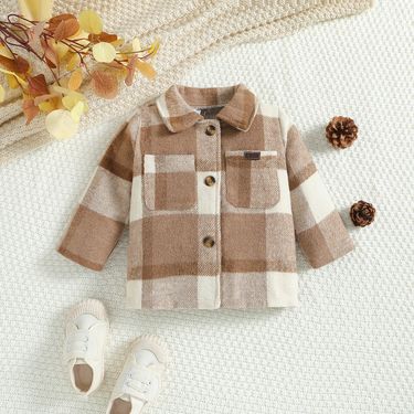 Children's Clothing Autumn And Winter New Children's Plaid Jacket Boys And Girls Single Breasted Versatile Jacket_voghion.com