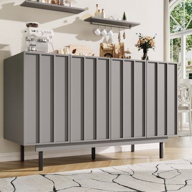 Esszimmerschrank Grau 140x82,5cm Mit Minimalistischem Design_voghion.com