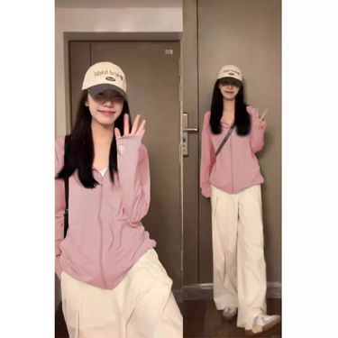 Pocket ice silk hooded thin outdoor wear, sun protection clothing, versatile women's summer new cardigan jacket_voghion.com