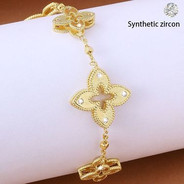 Women's Metal Brushed Four Leaf Clover Bracelet - Lucky Charm, Adjustable, Personalized Jewelry Fashion Trends Hot-selling_voghion.com