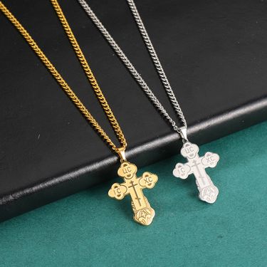 Ins style 304 stainless steel cross men's necklace titanium steel pendant jewelry pendant_ipsvogv.com
