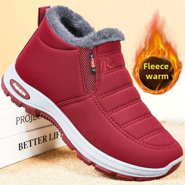 Cotton shoes winter new women's boots one pedal middle-aged and elderly cotton shoes piled thickened warm snow boots_voghion.com