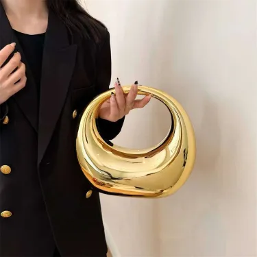 Bags Golden Evening For Women PVC Wrist Dinner Party Wedding Round Handle Clutch Purse 2025 Designer Handbag Bag_voghion.com