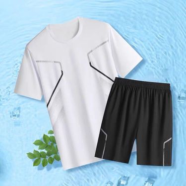 Men's clothing Sports suit men's large size summer running short-sleeved T-shirt quick-drying clothes casual fitness training shorts two-piece suit_mkmklike.com