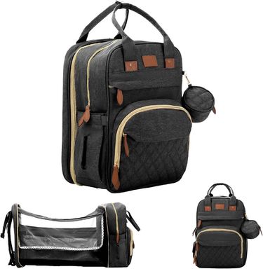 Diaper Bag Backpack With Changing Station - Waterproof Baby Bag With Pacifier Box, USB Port & Mosquito Net, Ideal For Travel, Moms & Dads_voghion.com