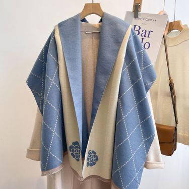 Camellia scarves neckband shawl for women, autumn and winter outerwear, new double-sided imitation cashmere for warmth_voghion.com