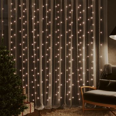 LED Curtain Fairy Lights 9.8'x9.8' 300 LED Warm White 8 Function_voghion.com
