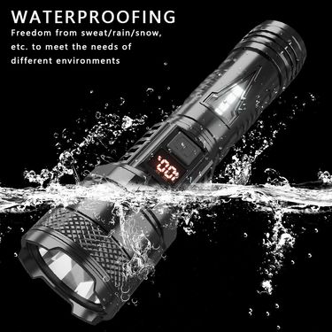 USB new strong LED side light flashlight outdoor portable long-range focus flashlight digital display home_voghion.com