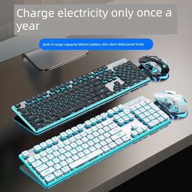 Good-looking Luminous Mute Girl Wireless Keyboard Office Pink Blue Bluetooth Key Mouse Headset Bundle_voghion.com