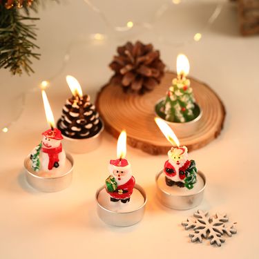 Home & Garden Christmas craft gifts painted candle set Christmas gift decoration atmosphere candle light_voghion.com