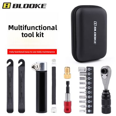 BLOOKE Bicycle Repair Box Ratchet Socket Wrench Tire Lever Pump Multi-Function Tool Kit_voghion.com