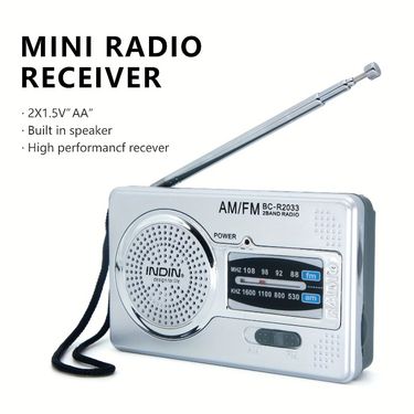 Compact Silvery Gray Retro AM FM Radio - Battery-Powered Transistor With DSP Chip, Loud Speaker & Headphone Jack, Durable Design_voghion.com