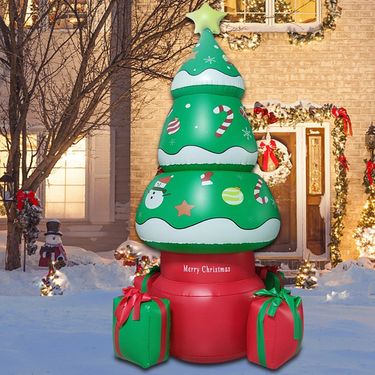 Christmas PVC inflatable Christmas tree garden decoration Luminous LED light inflatable holiday decoration_voghion.com