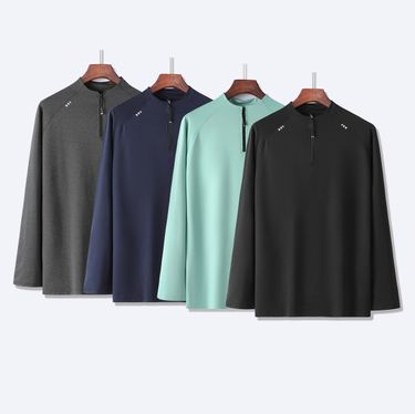 Fitness Clothing For Men, Autumn And Winter Long Sleeve T-Shirt, Quick-Dry Half-Zip Running Top, Basketball Training_voghion.com