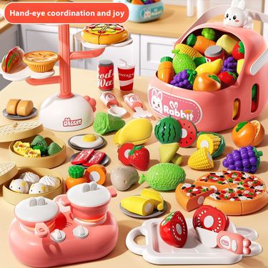 Children's Fruit Joy Toy Boys and Girls Playing Home Vegetables Baby Cutting Kitchen Set Cake Gift_voghion.com