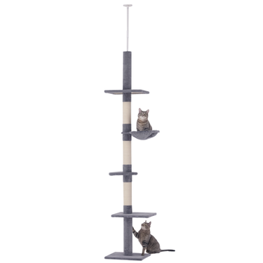 Kratzbaum Deckenhoch Höhenverstellbar, Stabiler Katzenbaum Mit Sisalsäulen, Katzen Kletterbaum, Grau, 40 X 34 X 230-260 Cm_voghion.com