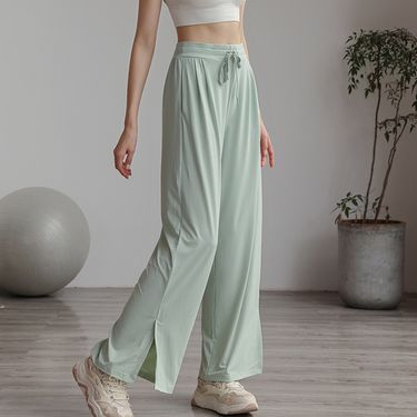 Cool pants, sun protection pants, women's UV protection, ice silk drape, wide legs, casual, breathable, split open,_voghion.com