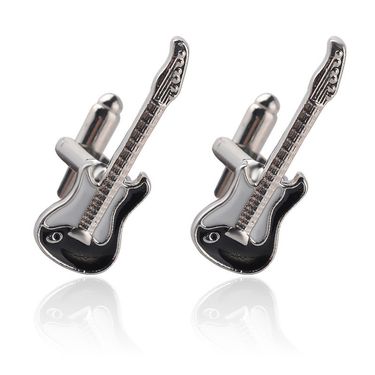 Creative Guitar, Violin Cufflinks, Fashionable Personalized Black White Musical Instruments, Unique Shirt, Suit Button_viptrois.com