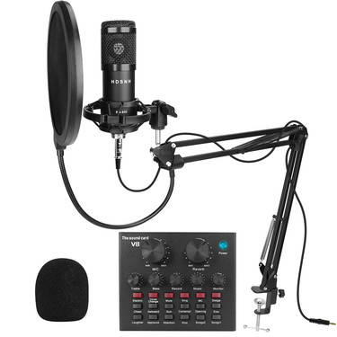 8Pcs/set Bm 800 Microphone Kit for Computer 10 Colors with V8 Sound Card Professionnel Microfone Studio Microfono_voghion.com