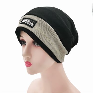 Women's Autumn and Winter Korean Edition Trendy Pullover Stacked Leisure Knitted Headband Sleeping Moonlight Hat_voghion.com