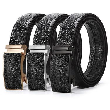 VOOTHOST Genuine Leather Belt For Man Brand Male Belts Automatic Buckle Men Crocodile Pattern Strap F0008_voghion.com