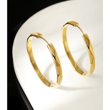 S925 Sterling Silver Niche Design Big Ear Ring Cut Face Ear Buckle Fashionable Style Distinctive Blogger Earrings Earrings_voghion.com