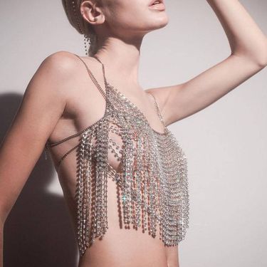 Jewelry Luxury Long Tassel Chest chain Nightclub Party Strip Diamond Sexy Chest chain_viptrois.com