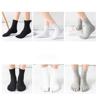 Unisex Toe Men and Women Five Fingers Breathable Cotton Socks Sports Running Solid Color Black White Grey happy Soks_voghion.com