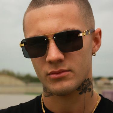 Polygonal Double Beam Frameless 2025 New Fashionable For Men's Driving Sunglasses_voghion.com