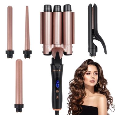 5-in-1 multi-functional curling iron straight curling dual-purpose straightening splint digital display three tube automatic curling iron_voghion.com